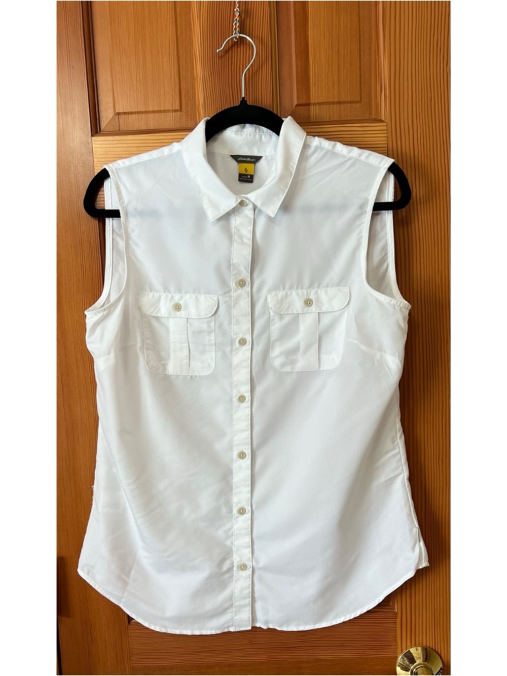 Eddie Bauer White Sleeveless Button-Down Shirt